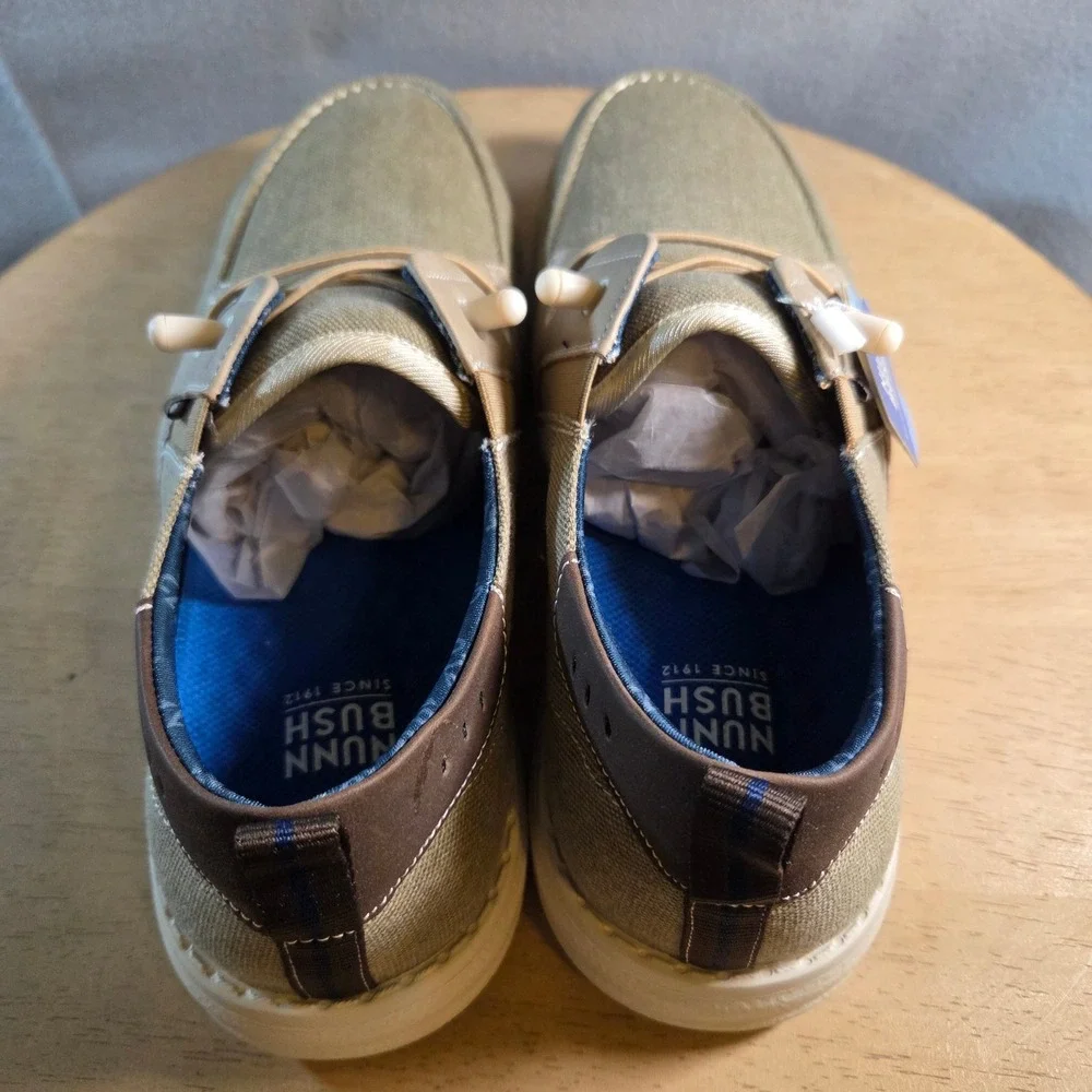 NEW Nunn Bush Brewski MT Slip Mens 11 M Stone Canvas Loafers Boat Shoes